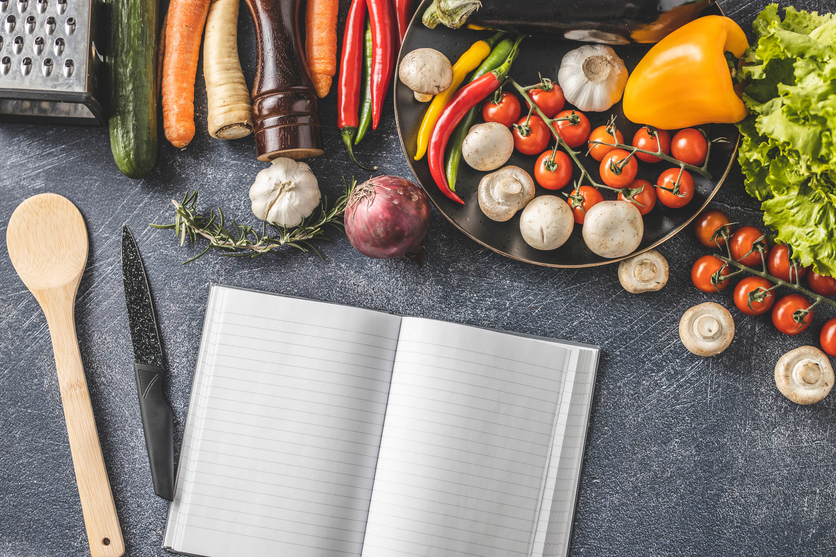 Empty cookbook for healthy recipe